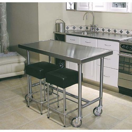 Mid and Undershelve with Galvanized Table, 30 x 108 inch.