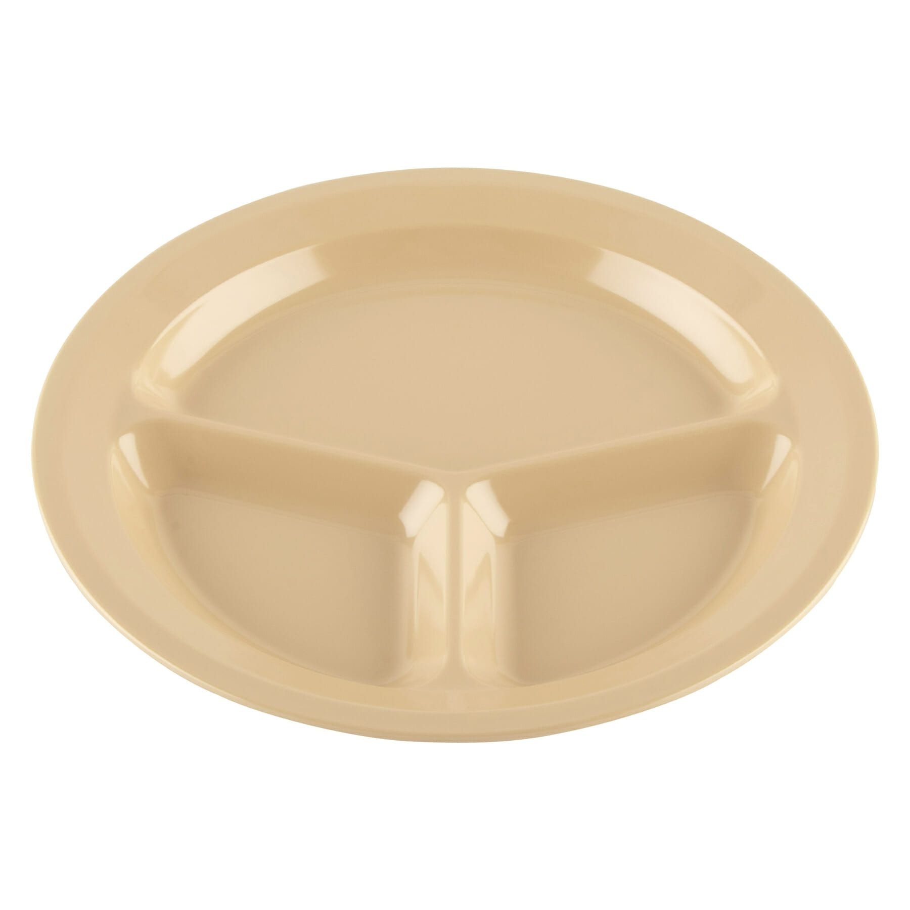 Tan GET Enterprises inc Supermel I Melamine 3 Compartment Plate, 11 inch -- 12 per case.