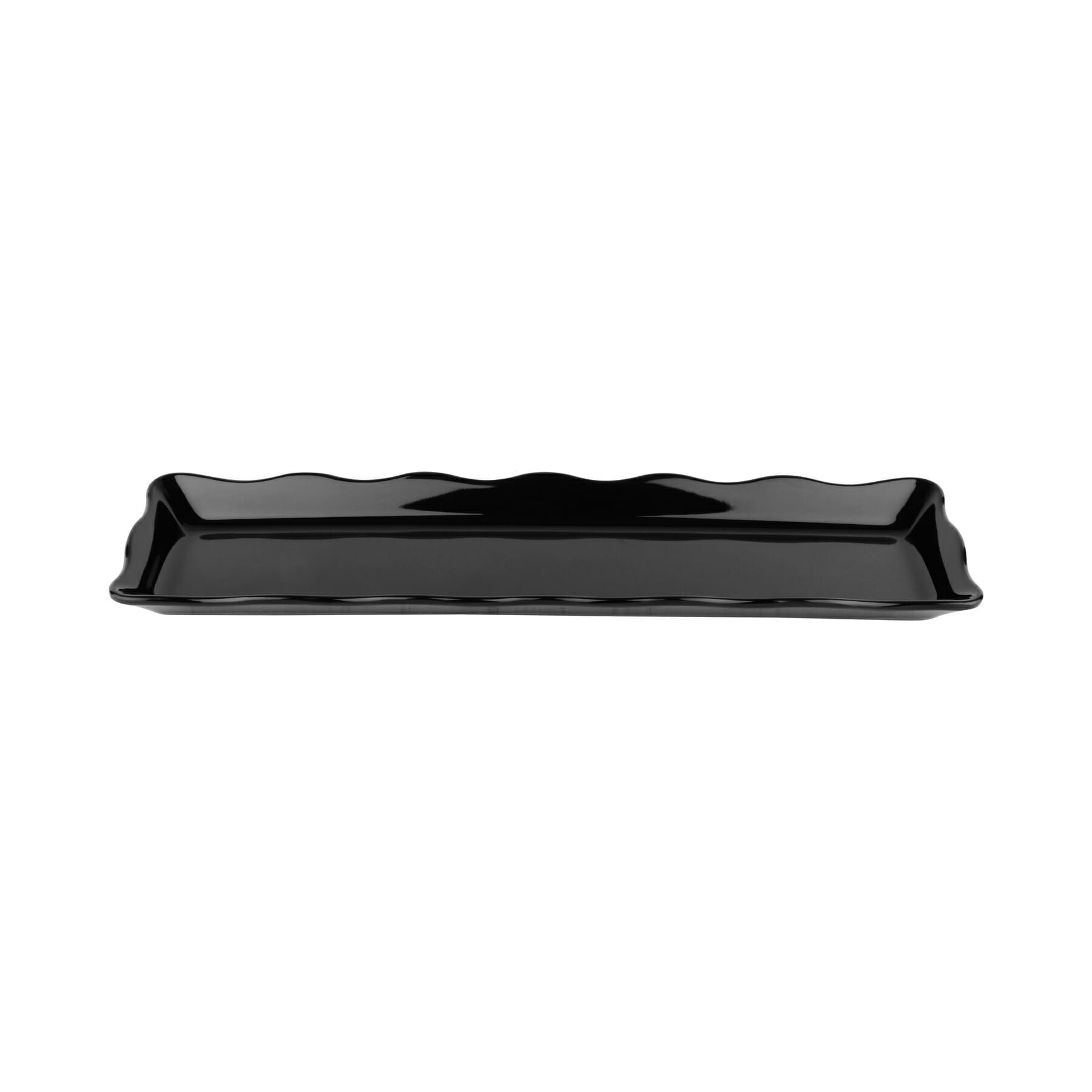 Black GET Enterprises inc Bake and Brew Melamine Scallop Edged Rectangular Display Tray, 19 x 5.25 inch -- 12 per case