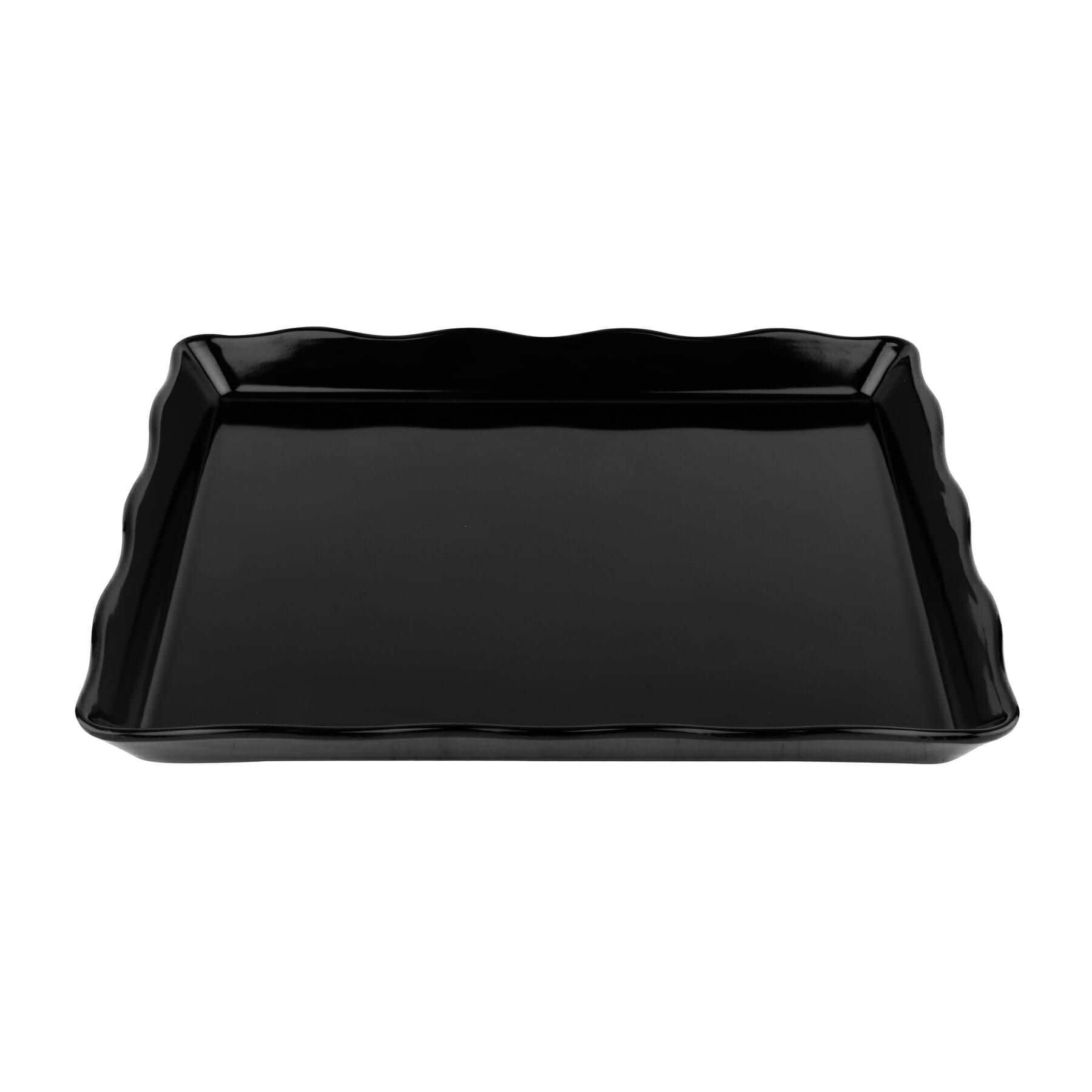 Black GET Enterprises inc Bake and Brew Melamine Scallop Edged Rectangular Display Tray, 14 x 11.5 inch -- 6 per case