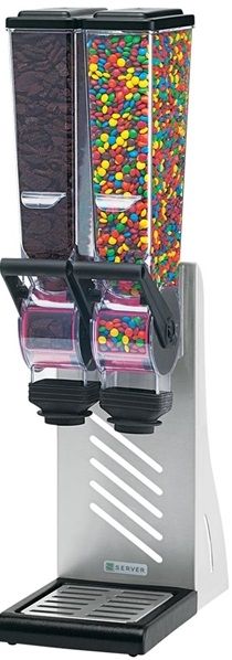 Server Slimline Double Countertop Dry Food And Candy Dispenser, 2 Liter