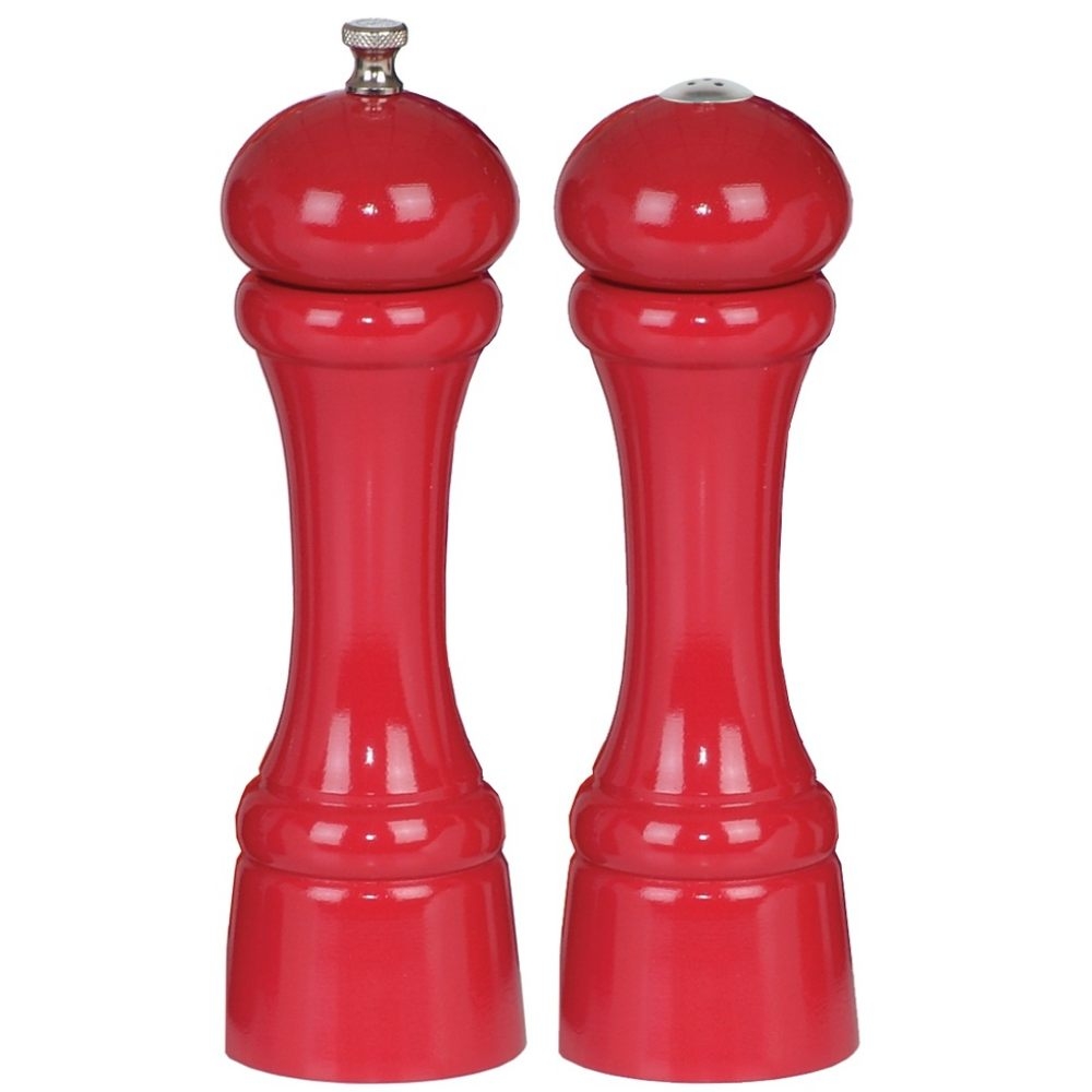 Chef Specialties Candy Apple Red Pepper Mill and Salt Shaker Set, 8 inch.