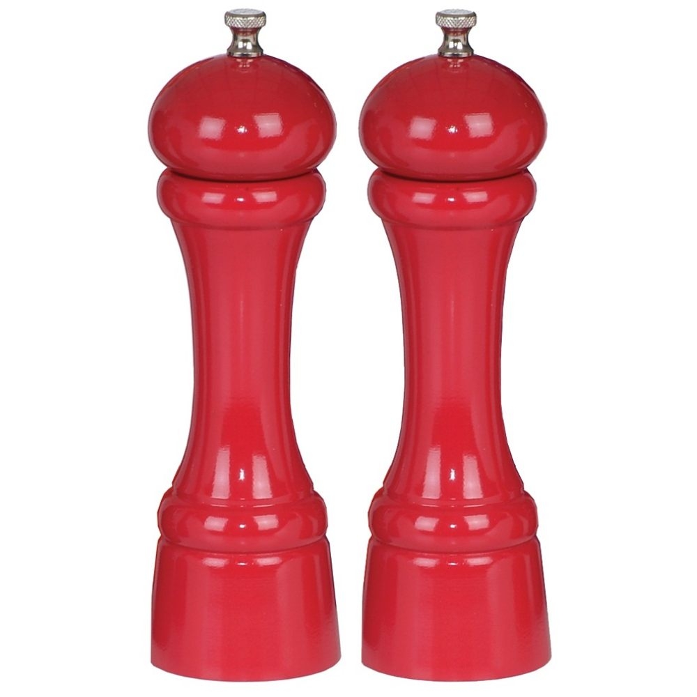 Chef Specialties Candy Apple Red Pepper Mill and Salt Mill Set, 8 inch.