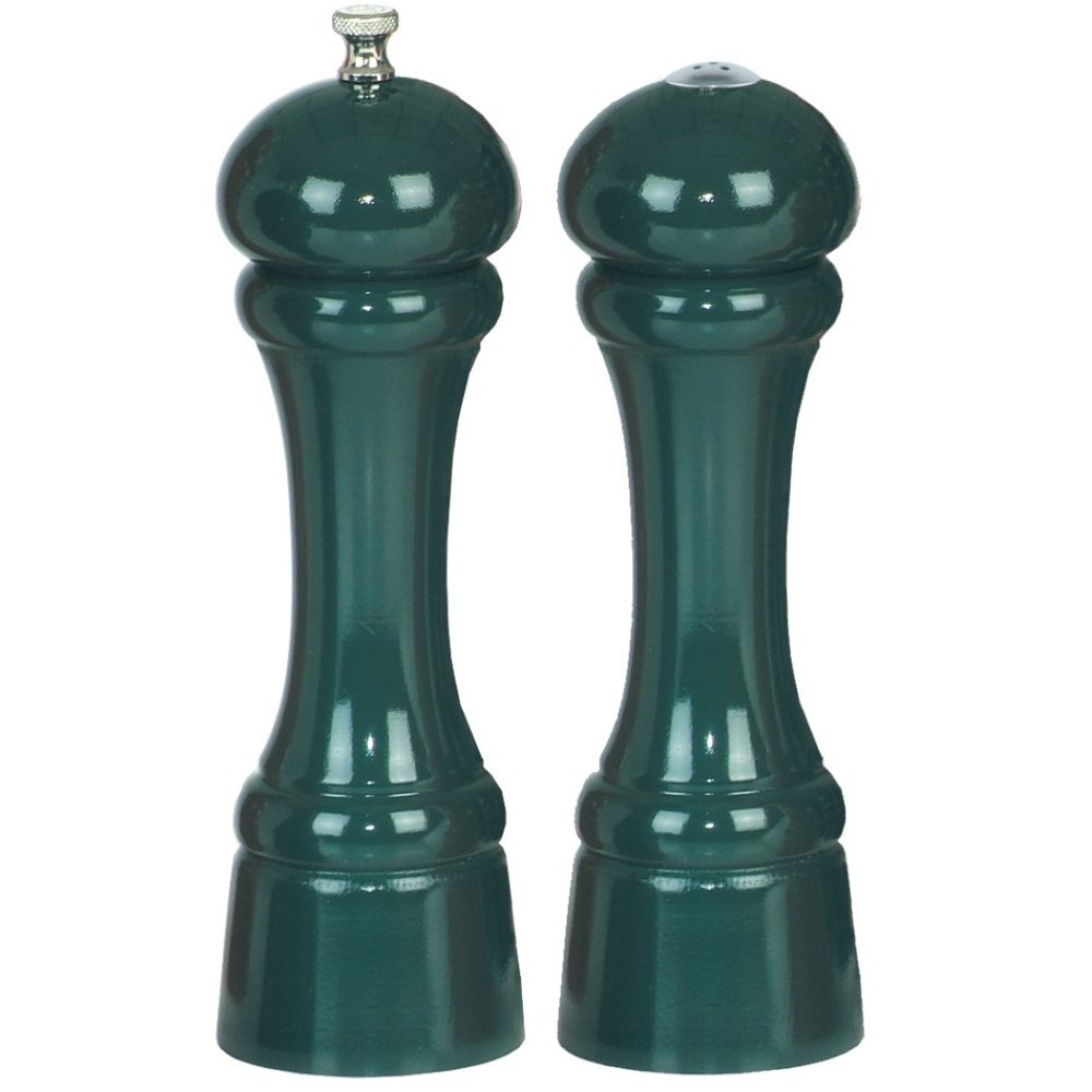 Chef Specialties Forest Green Pepper Mill and Salt Shaker Set, 8 inch.