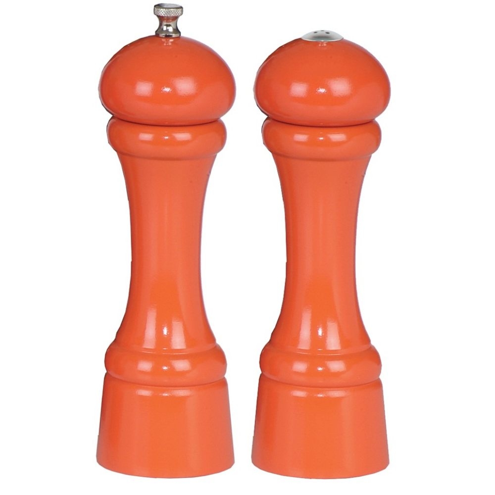 Chef Specialties Butternut Orange Pepper Mill and Salt Shaker Set, 8 inch.