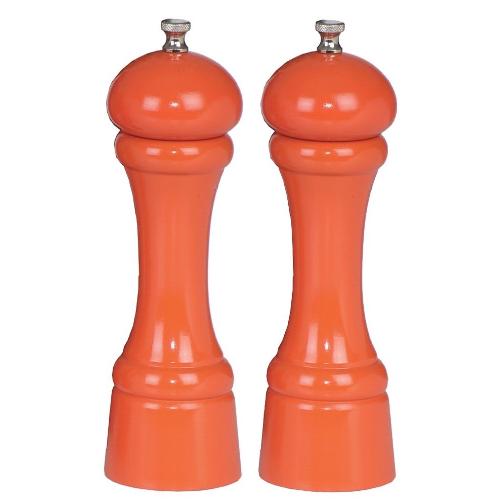 Chef Specialties Butternut Orange Pepper Mill and Salt Mill Set, 8 inch.