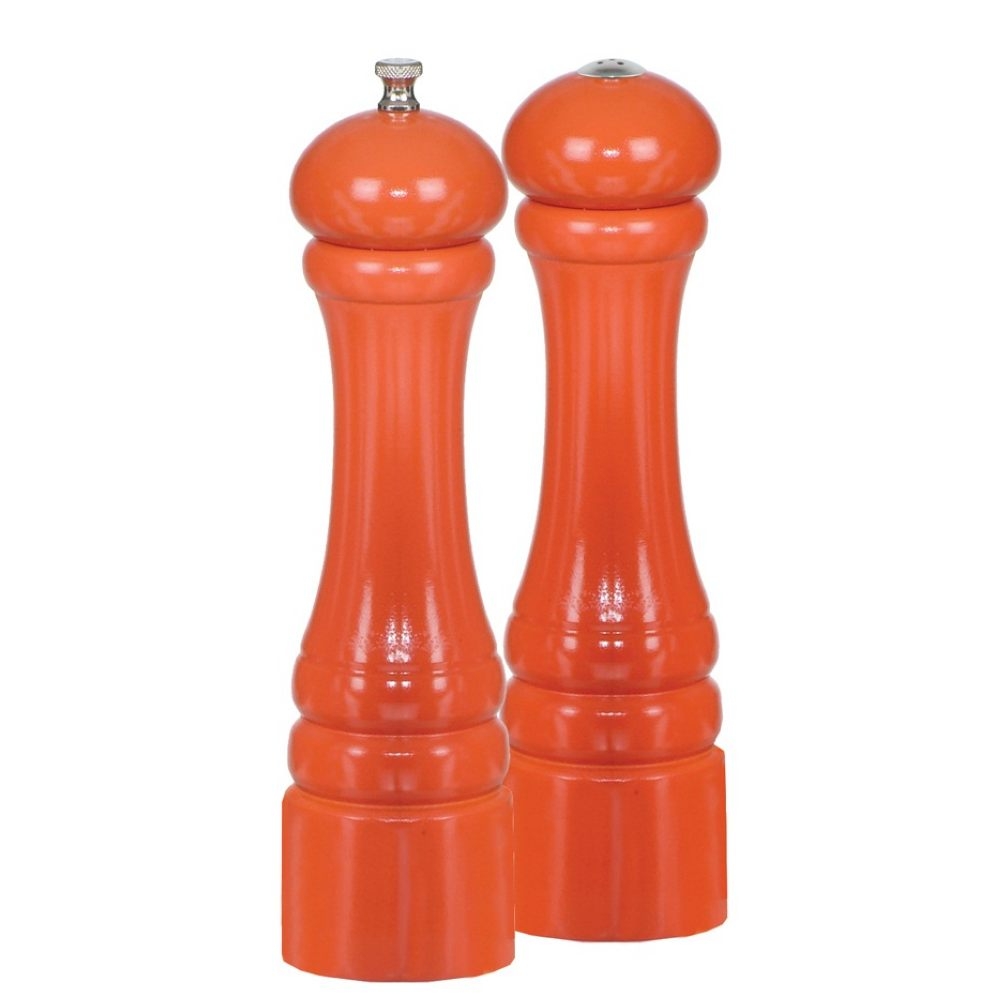 Chef Specialties Butternut Orange Pepper Mill and Salt Shaker Set, 10 inch.