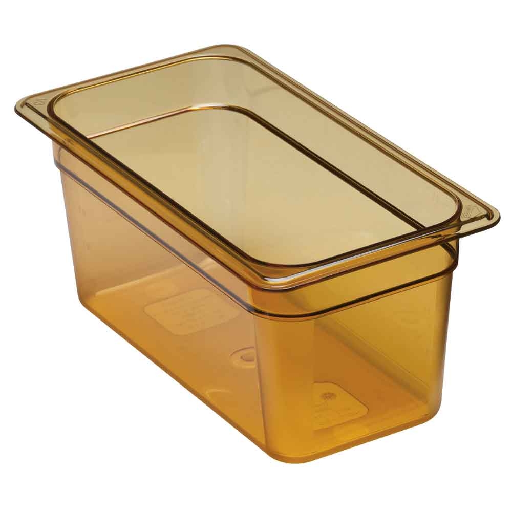H Pan One Third Size Food Storage Pan, Amber, 6 15/16 x 12 3/4 x 6 inch -- 6 per case