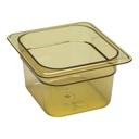 H Pan One Sixth Size Food Storage Pan, Amber, 6 3/8 x 6 15/16 x 4 inch -- 6 per case