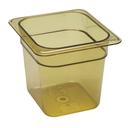 H Pan One Sixth Size Food Storage Pan, Amber, 6 3/8 x 6 15/16 x 6 inch -- 6 per case