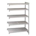 Cambro Brushed Graphite Basics Plus 5 Shelf Add-On Units Solid Shelves, 18 x 30 x 84 inch.