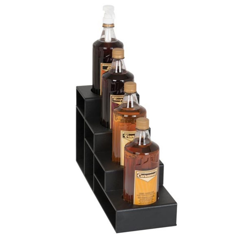 Dispenser Rite Black Polystyrene Four Section Countertop Bottle Holder, 9 1/8 x 6 x 17 inch.