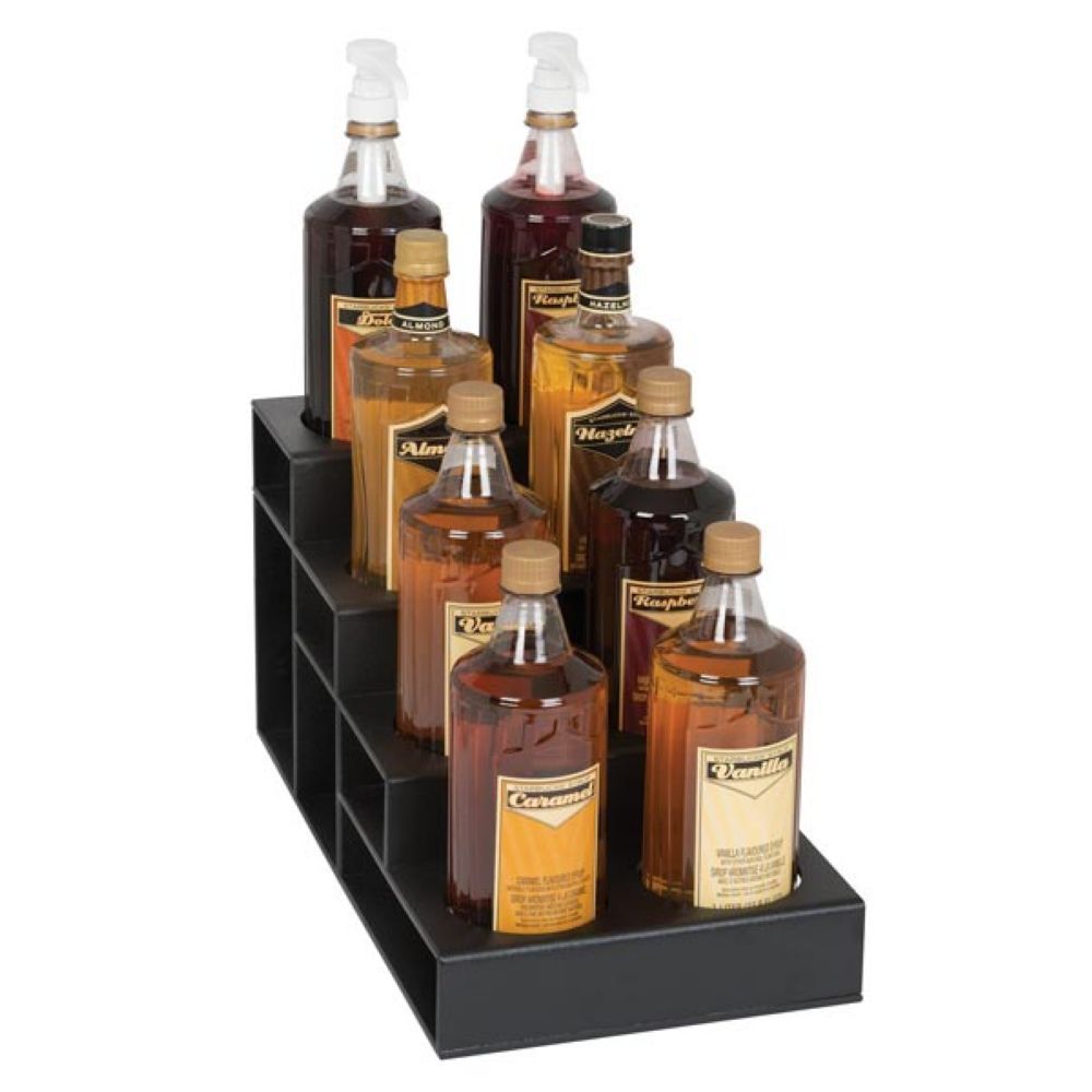 Dispense-rite Black Polystyrene Eight Section Countertop Bottle Holder, 9 1/8 X 9 1/2 X 17 Inch