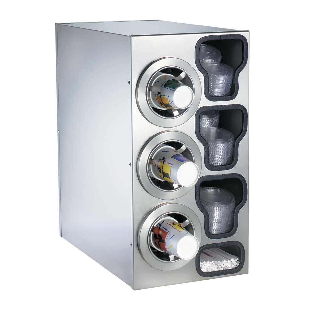 Dispense Rite CTC-C Stainless Combination Cup Dispensing Cabinet, 25 1/4 x 13 x 23 inch.
