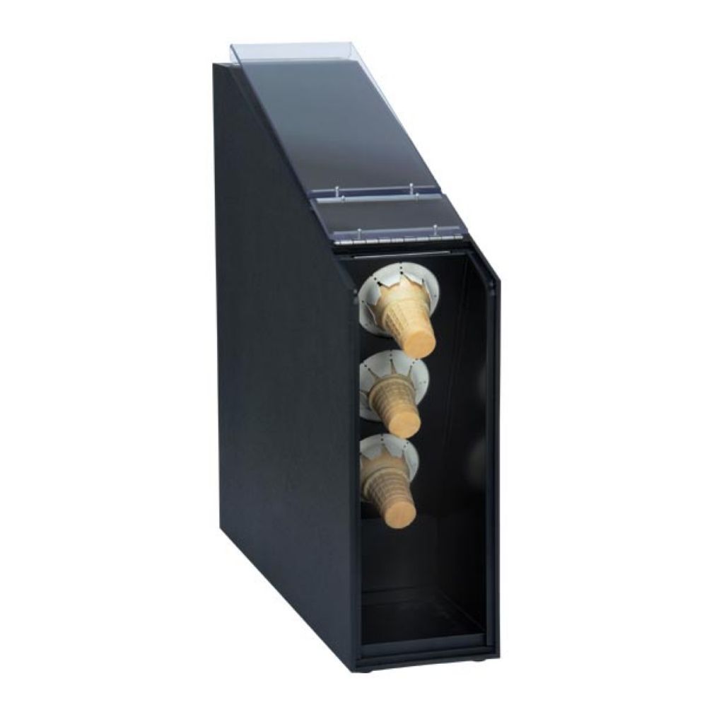 Dispense-rite Black Polystyrene Countertop Ice Cream Cone Dispenser, 21 3/4 X 6 X 22 3/4 Inch