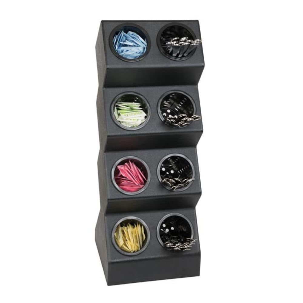 Dispense-rite Black Polystyrene Eight Compartment Countertop Flatware And Condiment Organizer, 28 1/8 X 10 1/2 X 9 1/4 Inch
