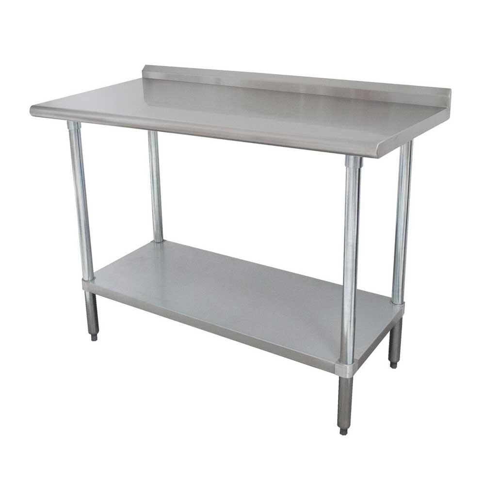 Stainless Steel Economy Work Table With Galvanized Leg and Adjustable Undershelf - 1 1/2 inch Splash, 30 x 36 inch.