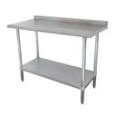 Stainless Steel Economy Work Table With Galvanized Leg and Adjustable Undershelf - 1 1/2 inch Splash, 30 x 72 inch.