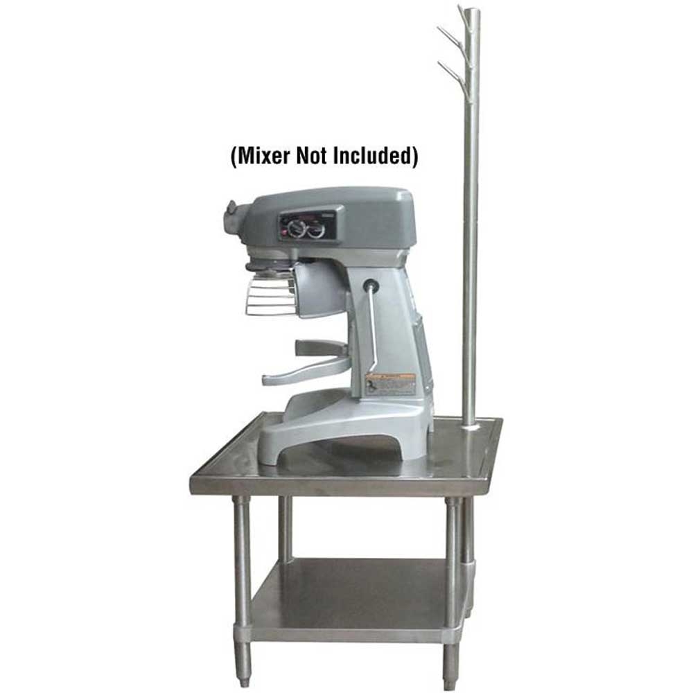 Mixer Table With Galvanized Base, Utensil Rack and Undershelf. Size : 24 inch X 24 inch.
