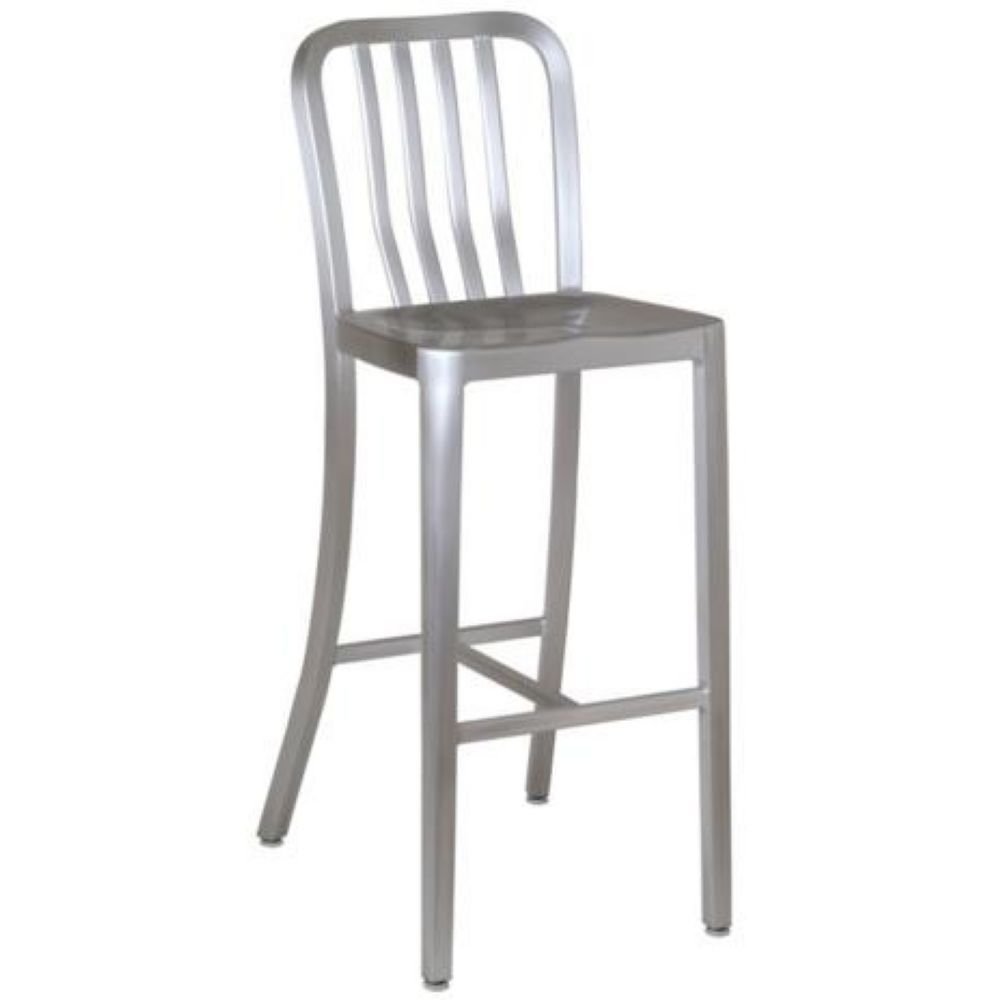 Emu Anna Brushed Aluminum With Clear Lacquer Outdoor Indoor Barstool, 42.5 X 15.5 X 21 Inch