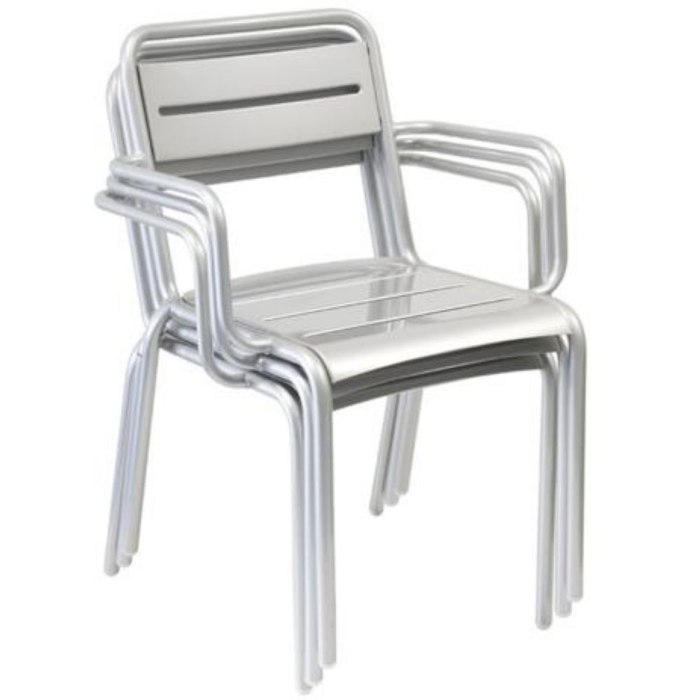 Emu Star Glossy Aluminum Outdoor Indoor Stacking Armchair, 32 x 23 x 24 inch -- 4 per case.