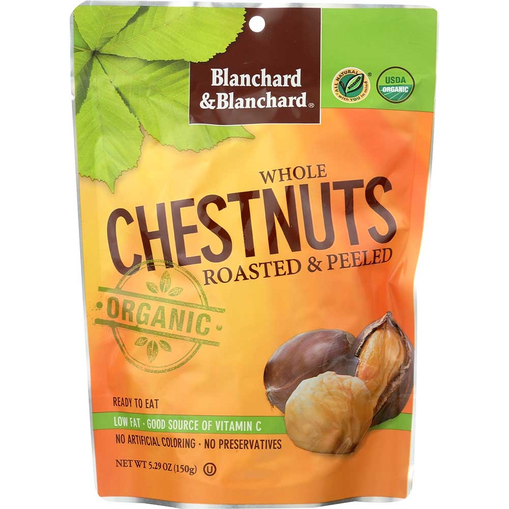 Blanchard and Blanchard Organic Roasted Whole Peeled Chestnuts, 5.2 Ounce -- 12 per case.