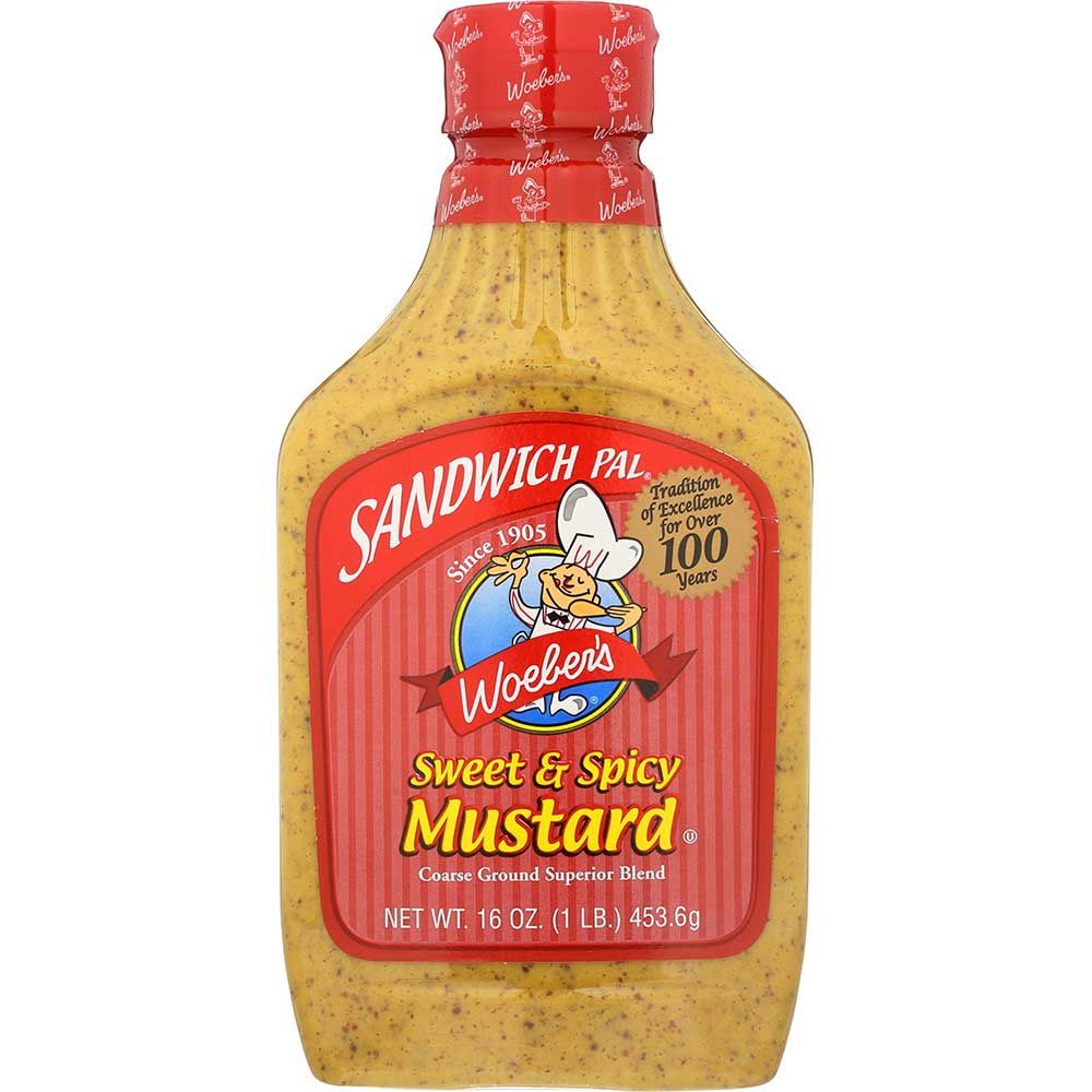 Woeber's Mustard Sweet N Spicy, 16 Ounce -- 6 Per Case
