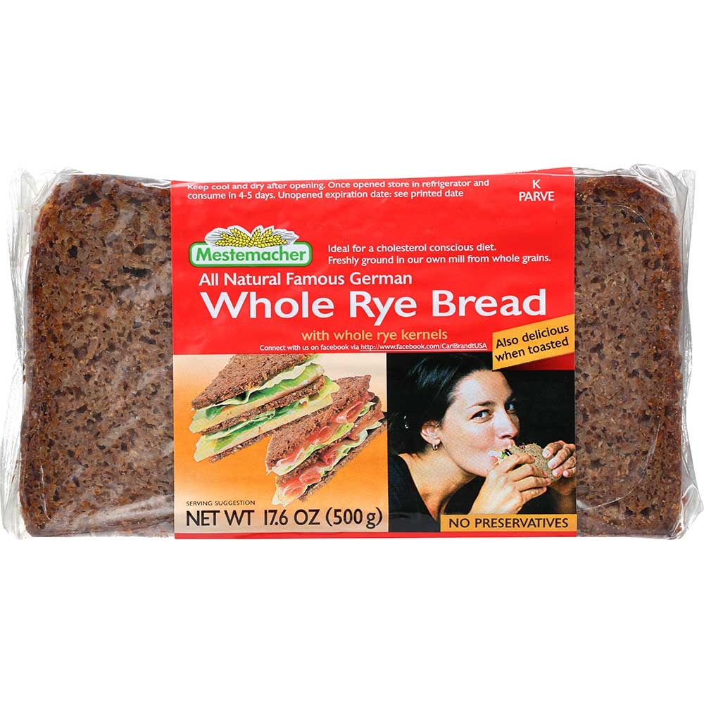 Mestemacher Whole Rye Brd - 17.6 ounce each -- 12 per case.