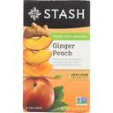 Stash Green and White Tea Blend - Ginger Peach Green - 18 bags per pack -- 6 packs per case.