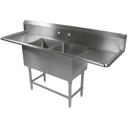 John Boos 16 Gauge Stainless Steel Two Bowl Sink with 30 inch Left and Right Drainboard, 123 1/4 x 29 1/2 inch.