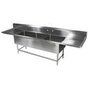 John Boos 16 Gauge Stainless Steel Three Bowl Sink with 24 inch Left and Right Drainboard, 105 1/4 x 23 1/2 inch.