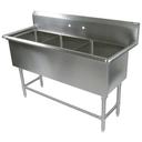 John Boos 16 Gauge Stainless Steel Three Bowl Sink without Drainboard, 95 1/8 x 29 1/2 inch.