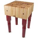 John Boos Barn Red Base Maple AB Butcher Block Table, 24 x 24 x 10 inch.