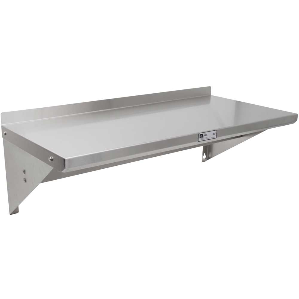 John Boos 18 Gauge Stainless Steel Wall Shelf with Pot Rack, 108 x 12 inch.