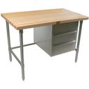 John Boos Penetrating Oil Finish Flat Maple Top Bakers Table with Three Drawer Tier Unit, 48 x 30 x 1.75 inch.