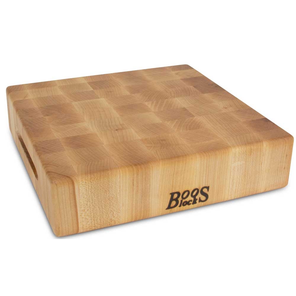 John Boos Cream Finish Maple End Grain Reversible Thick Chopping Block, 12 x 12 x 3 inch.