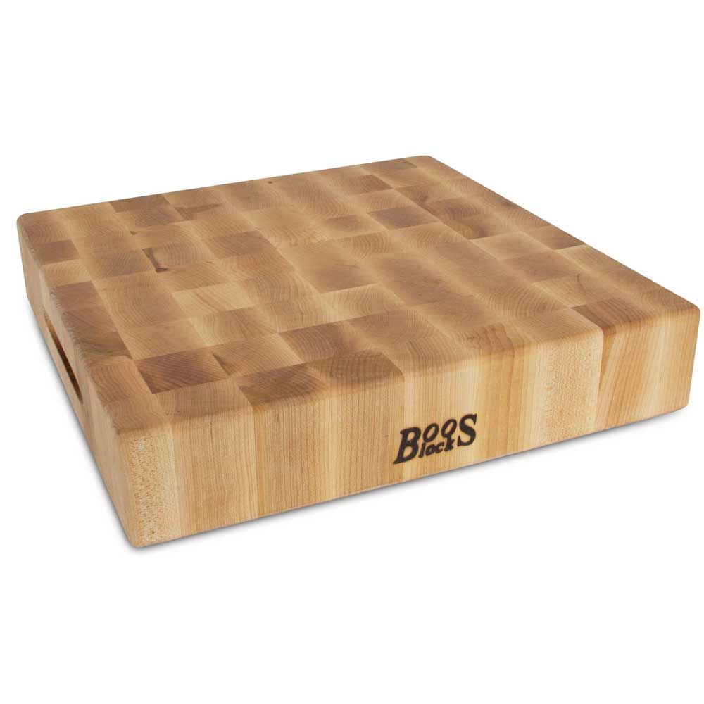 John Boos Cream Finish Maple End Grain Reversible Thick Chopping Block, 15 X 15 X 3 Inch