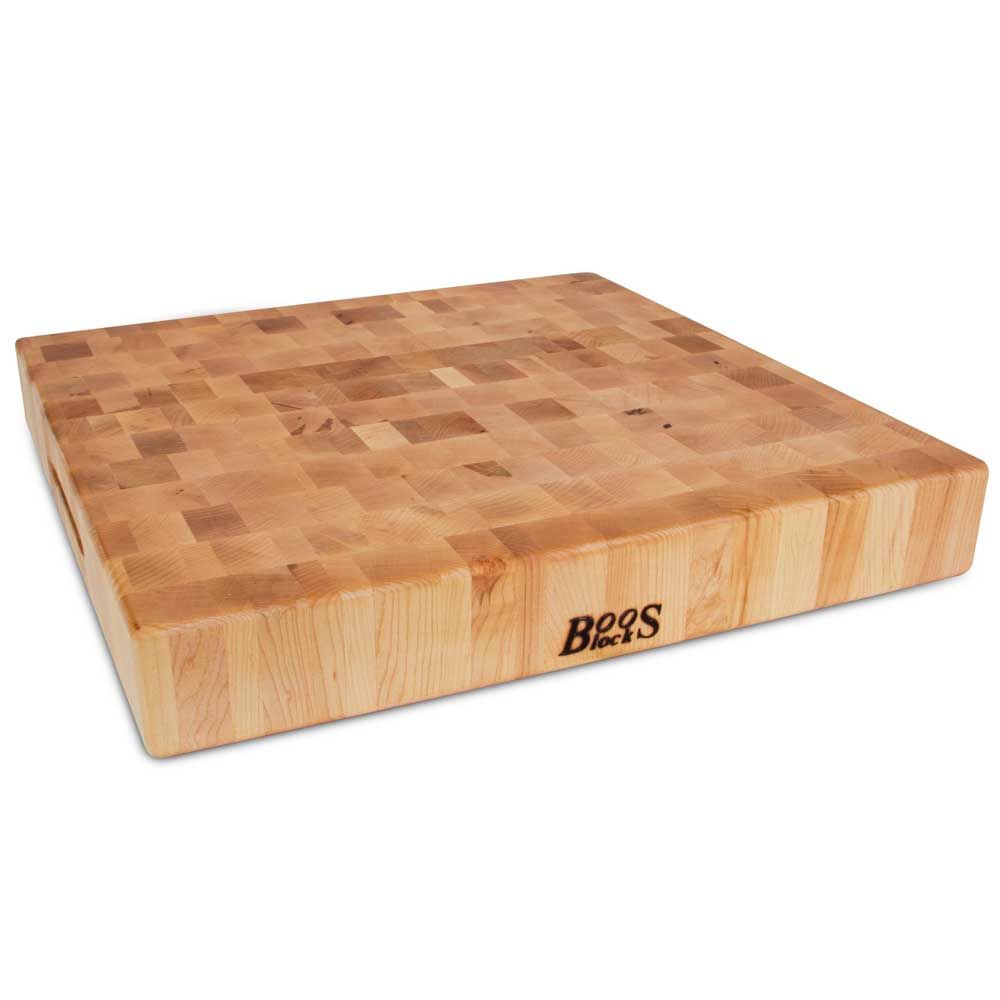 John Boos Cream Finish Maple End Grain Reversible Thick Chopping Block, 18 X 18 X 2.25 Inch