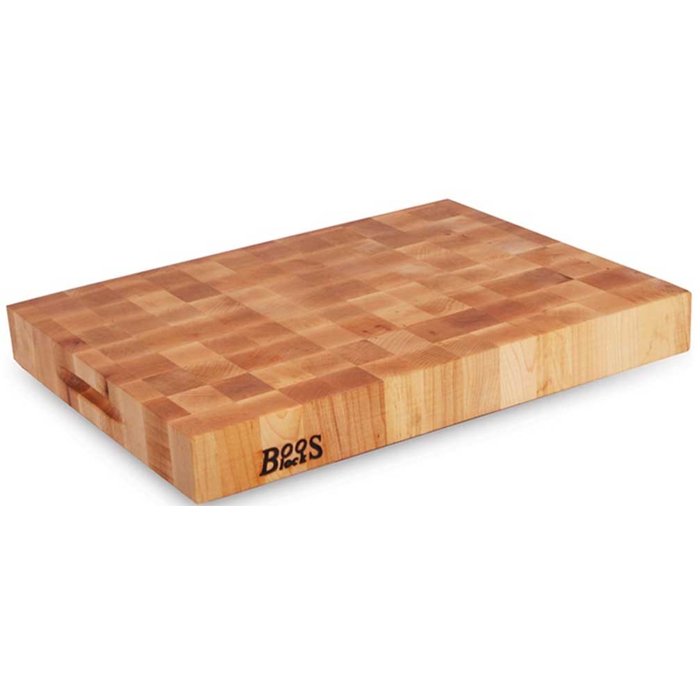 John Boos Cream Finish Maple End Grain Reversible Thick Chopping Block, 20 x 15 x 2.25 inch.
