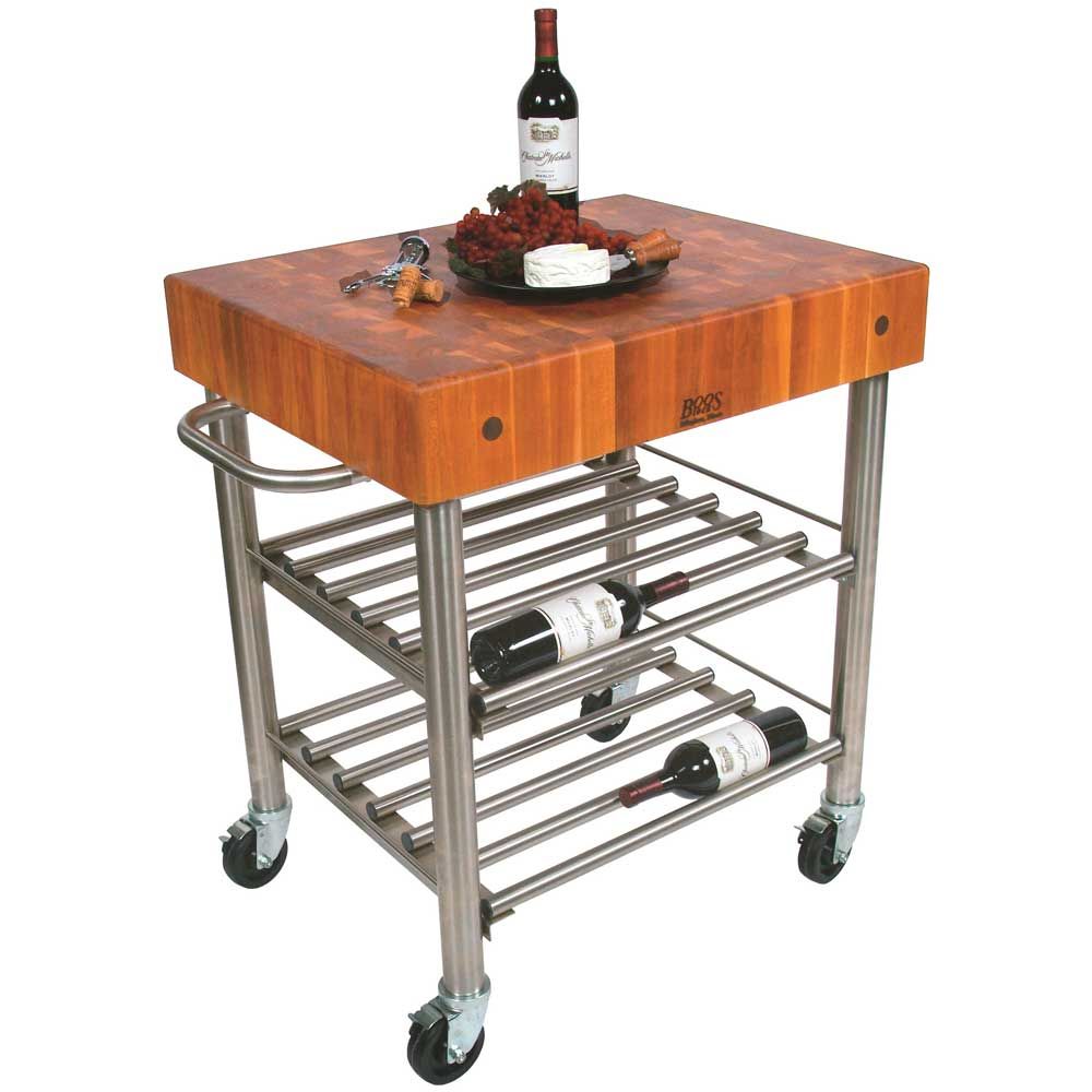 John Boos Cucina D Amico Cherry Wine Cart, 30 X 24 X 5 Inch