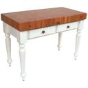 John Boos Cream Finish Cherry Top Alabaster Base Rustica Table, 30 x 24 x 4 inch.