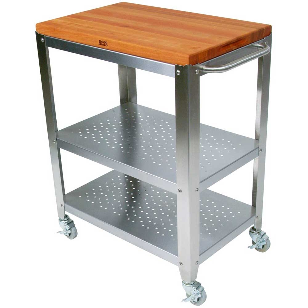John Boos Removable Cherry Top Cream Finish Cucina Culinarte Cart, 30 x 20 x 1.5 inch.