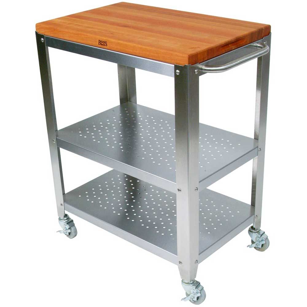 John Boos Removable Cherry Top Cream Finish Cucina Culinarte Cart, 30 X 20 X 1.5 Inch