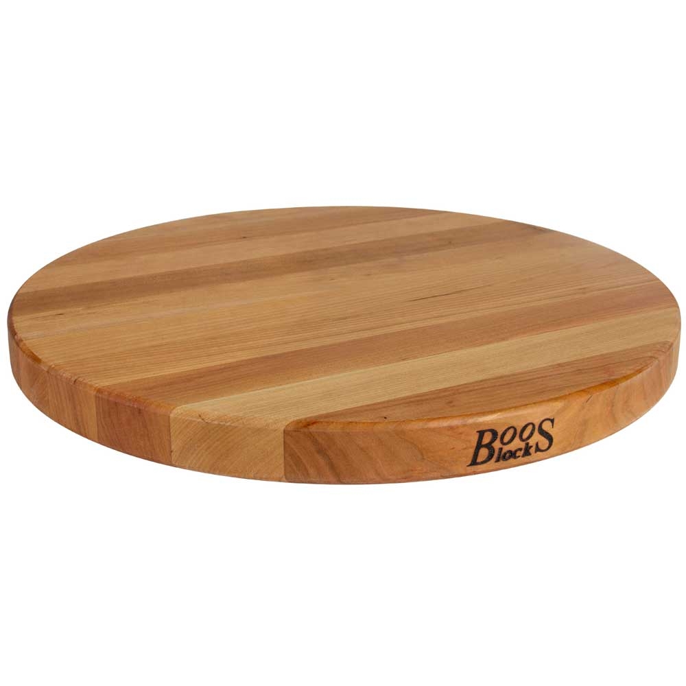 John Boos Cherry Edge Grain Round Reversible Cutting Board, 18 x 18 x 1 1/2 inch.