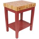 John Boos Maple Barn Red Base Chefs Block with Shelf, 30 x 24 x 4 inch.