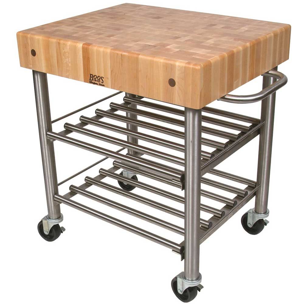 John Boos Cucina D Amico Maple Wine Cart, 30 X 24 X 5 Inch