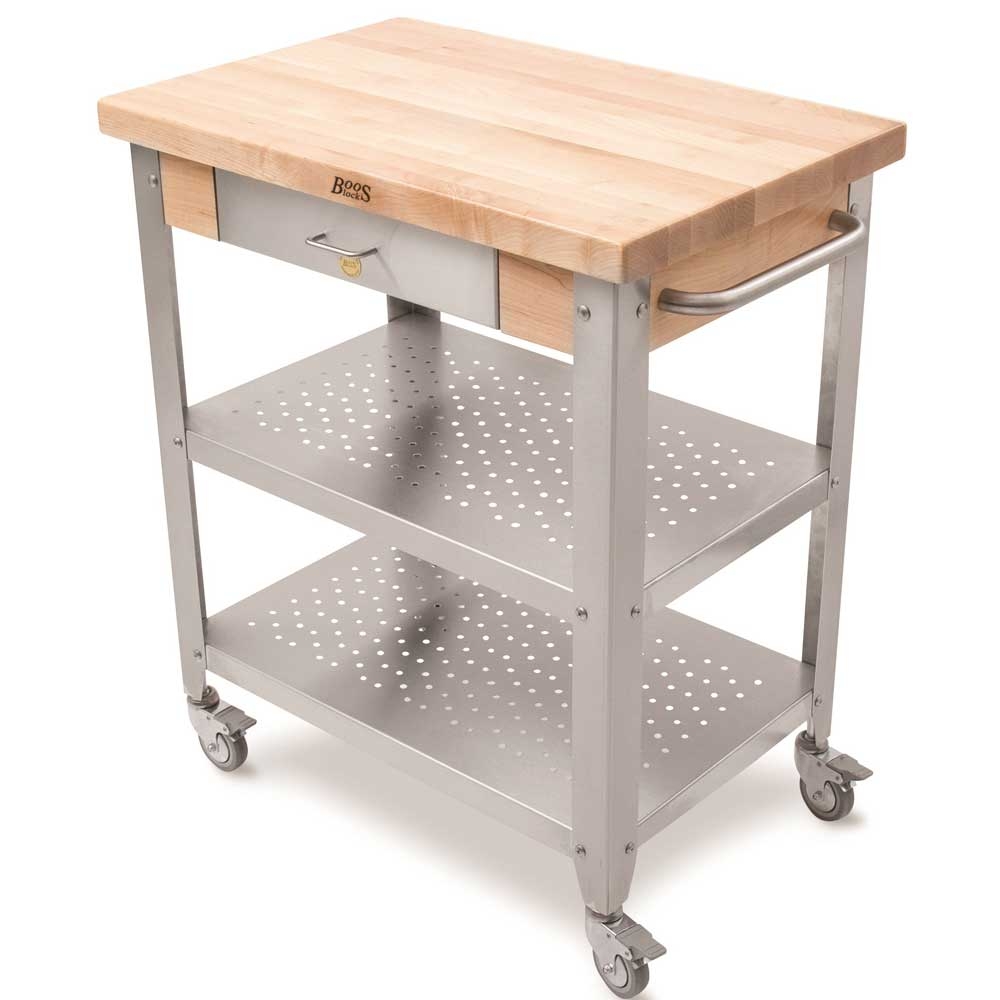 John Boos Maple Varnique Finish Cucina Elegante Cart, 30.75 x 20 x 1 1/2 inch.