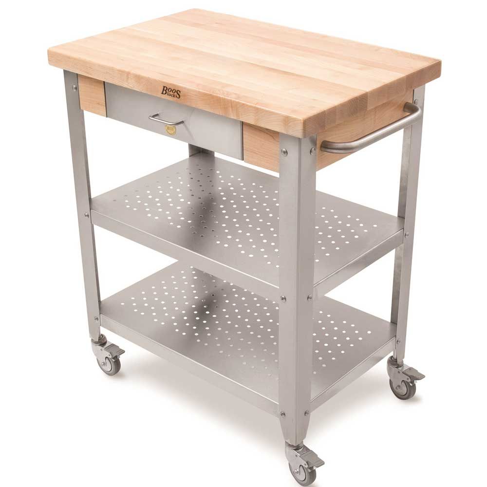 John Boos Maple Varnique Finish Cucina Elegante Cart, 30.75 X 20 X 1 1/2 Inch