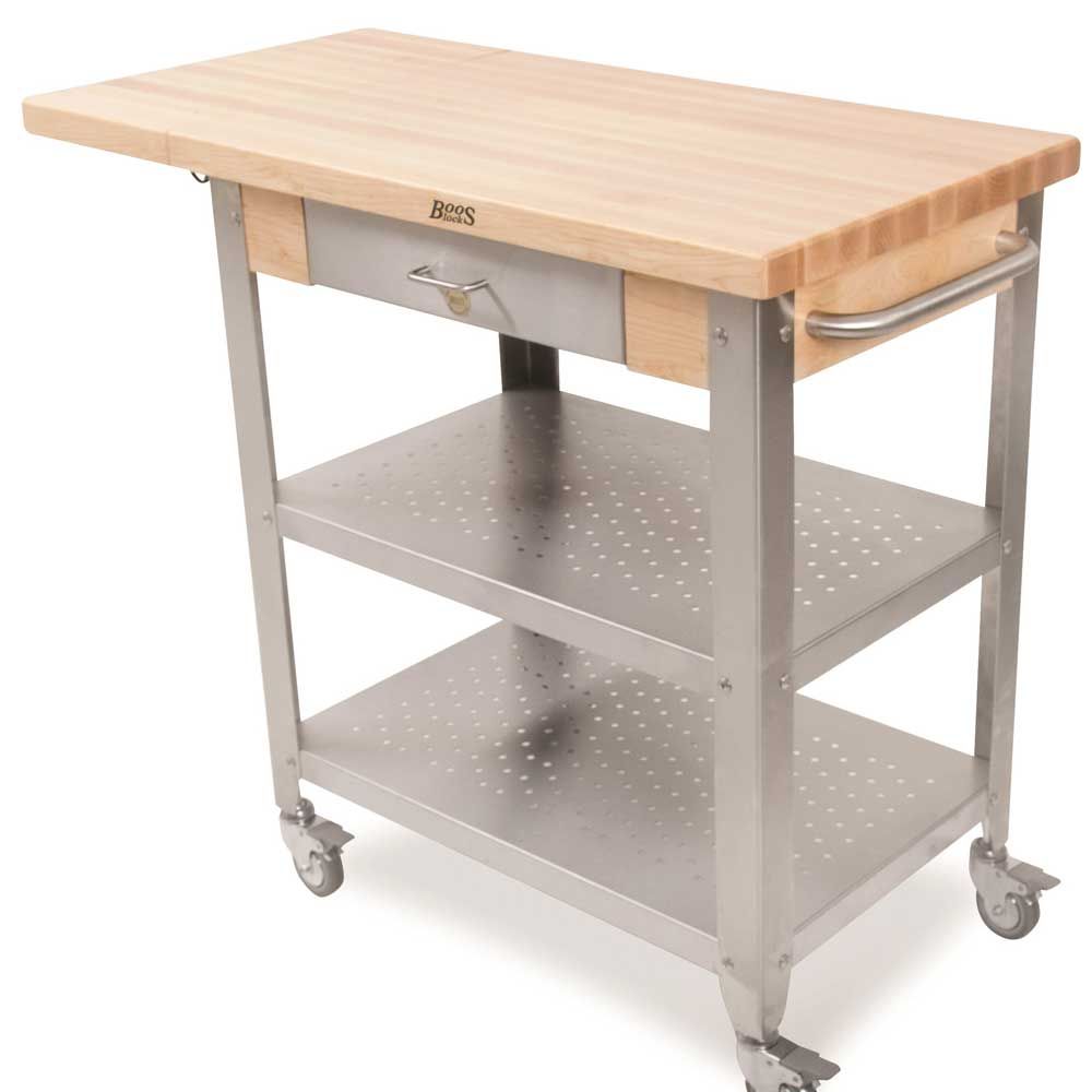John Boos Maple Varnique Finish Cucina Elegante Cart With 10 Inch Drop Leaf, 30.75 X 20 X 1 1/2 Inch