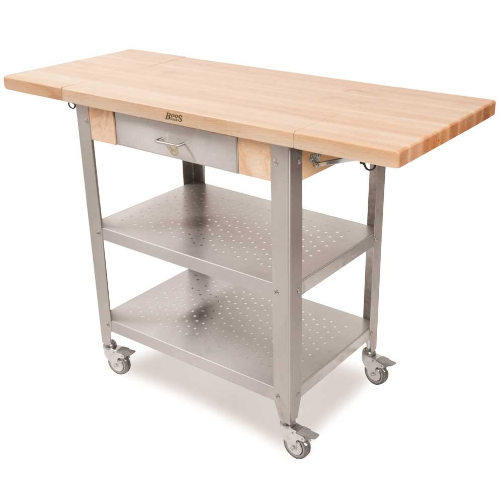 John Boos Maple Varnique Finish Cucina Elegante Cart with 10 inch Two Drop Leaves, 30.75 x 20 x 1 1/2 inch.